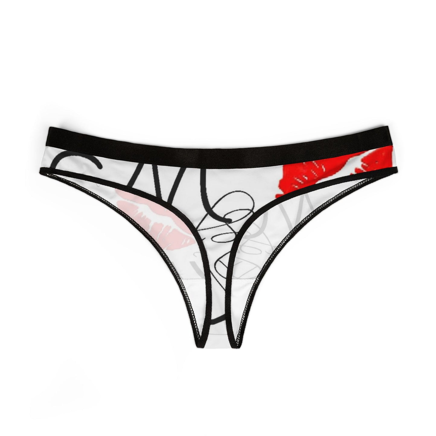 Playful Kiss Print Women's Thongs, Lingerie Gift, Valentine's Day, Cute Underwear, Flirty Intimates