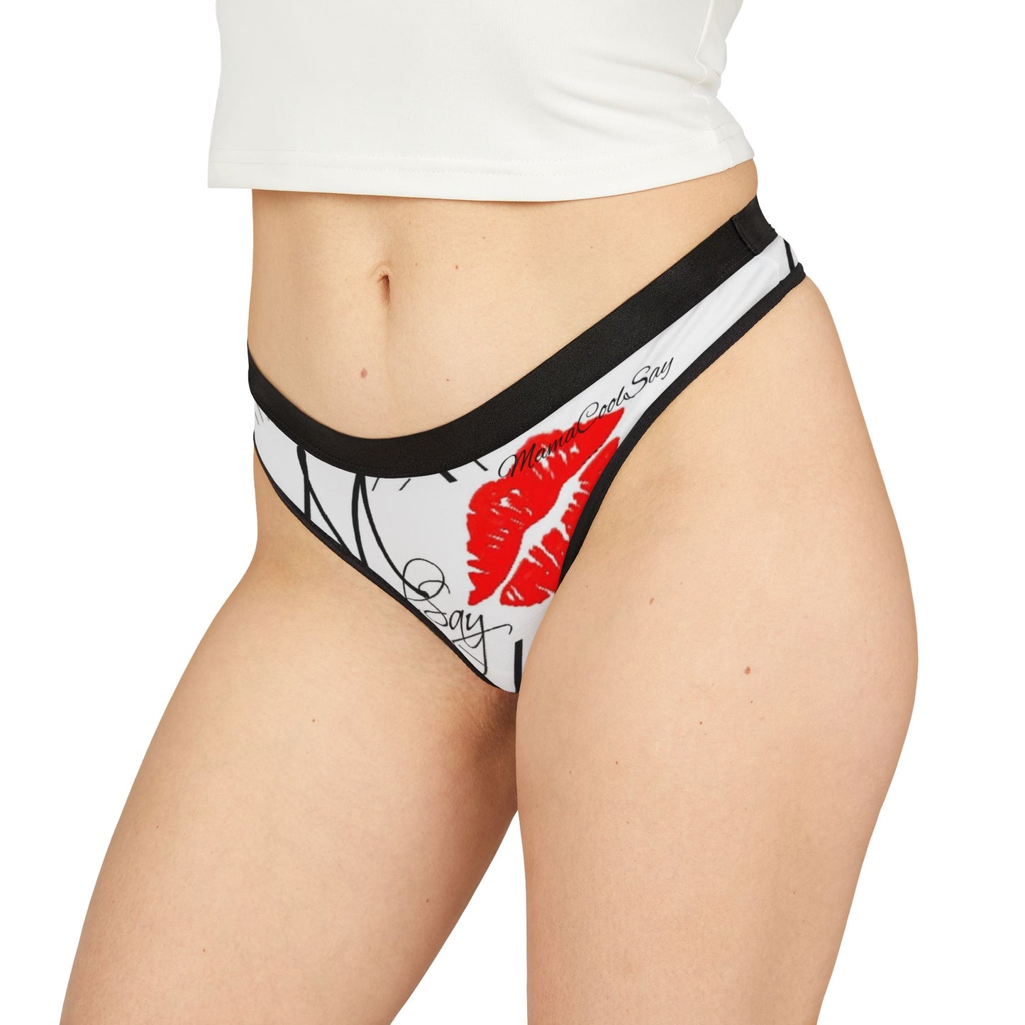 Playful Kiss Print Women's Thongs, Lingerie Gift, Valentine's Day, Cute Underwear, Flirty Intimates