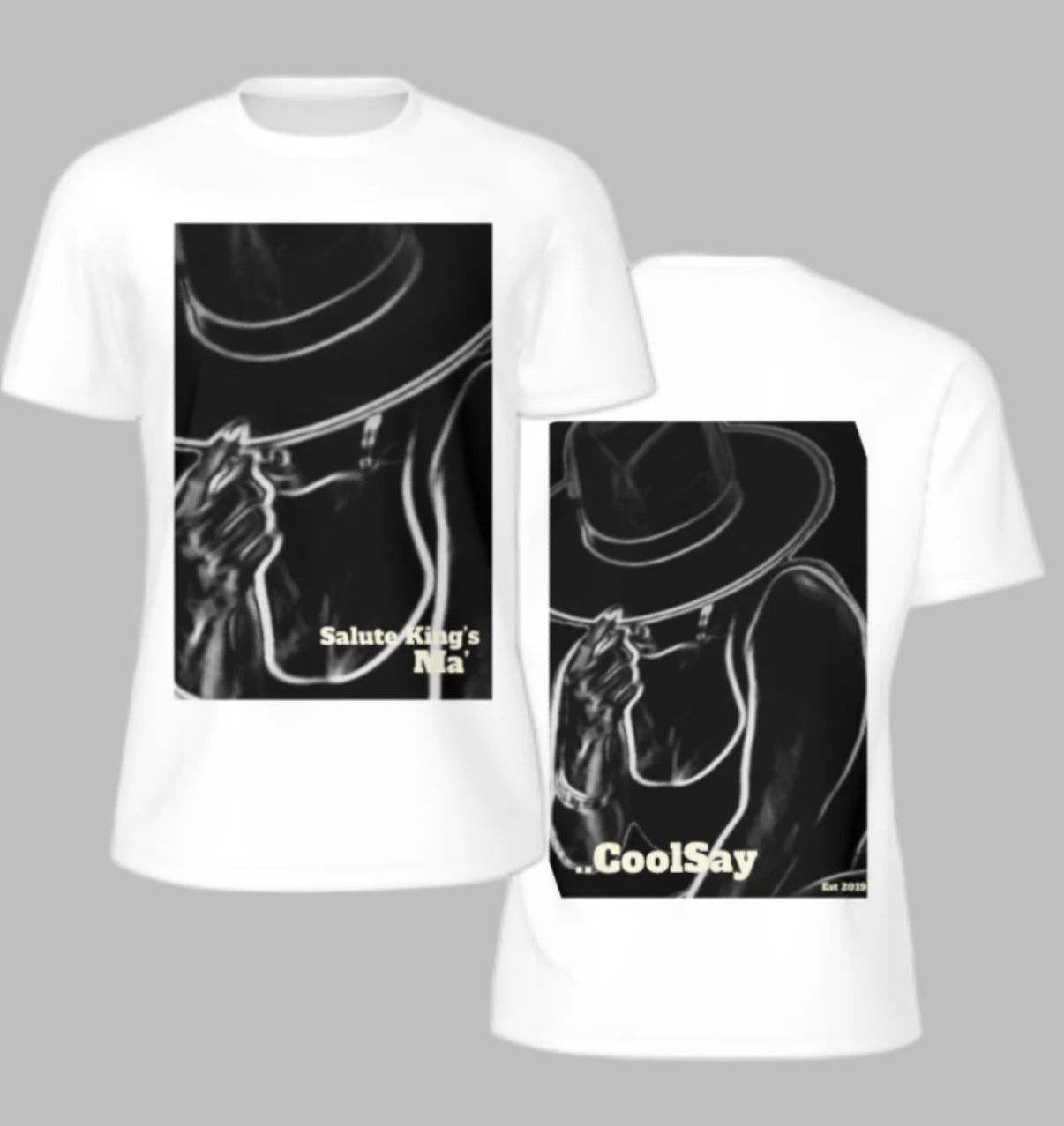 Men’s “ Salute King’s” Black & White Double side Graphic T-Shirts