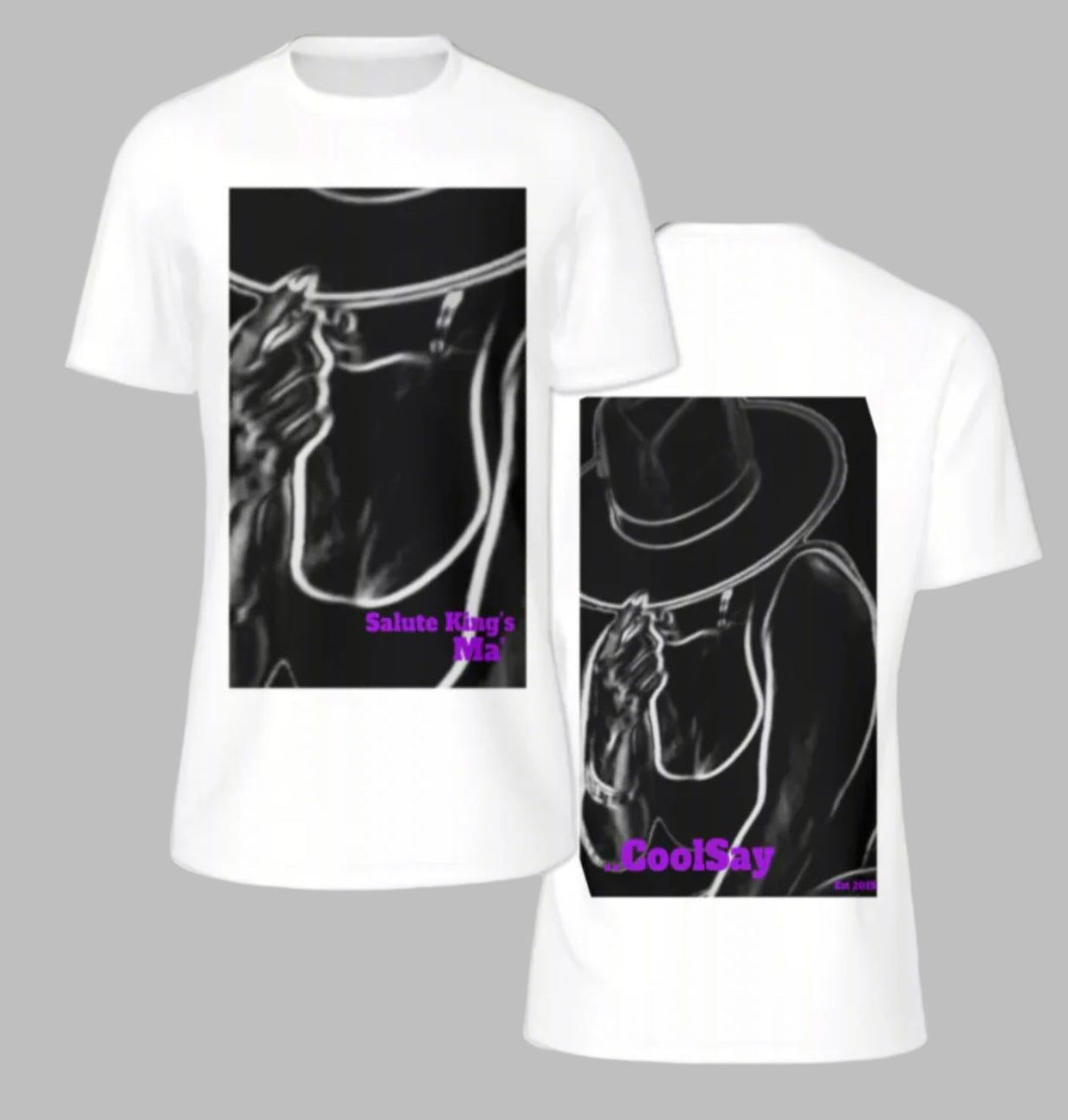 Men’s “ Salute King’s” Black & White Double side Graphic T-Shirts