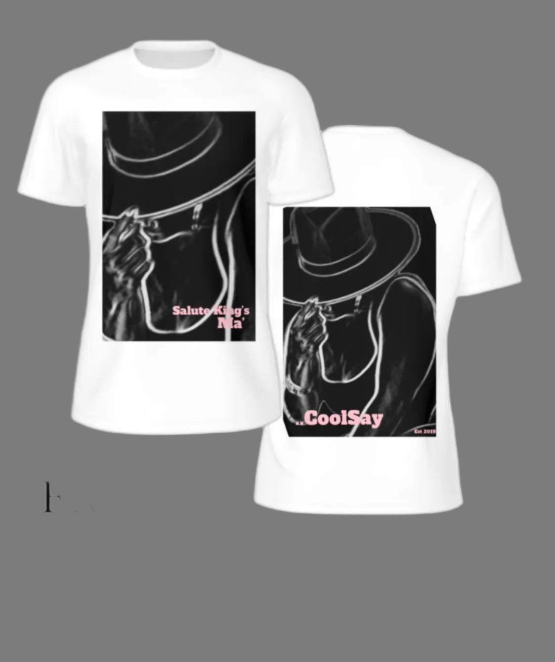 Men’s “ Salute King’s” Black & White Double side Graphic T-Shirts